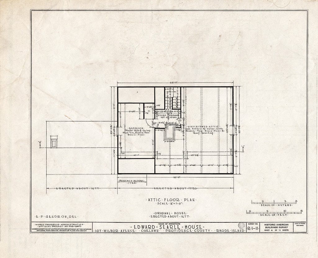 Blueprint HABS RI,4-Oak,1- (Sheet 4 of 11) - Edward Searle House, 107 Wilbur Avenue, Oaklawn, Providence County, RI