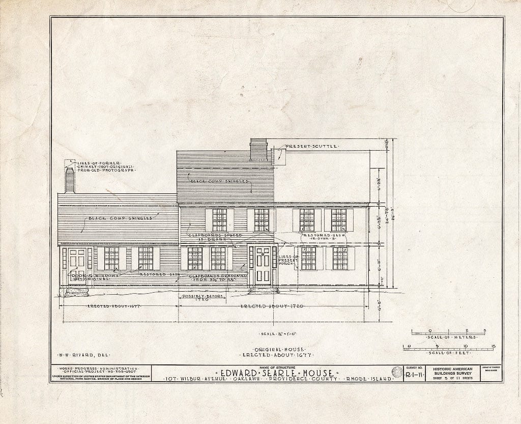 Blueprint HABS RI,4-Oak,1- (Sheet 5 of 11) - Edward Searle House, 107 Wilbur Avenue, Oaklawn, Providence County, RI