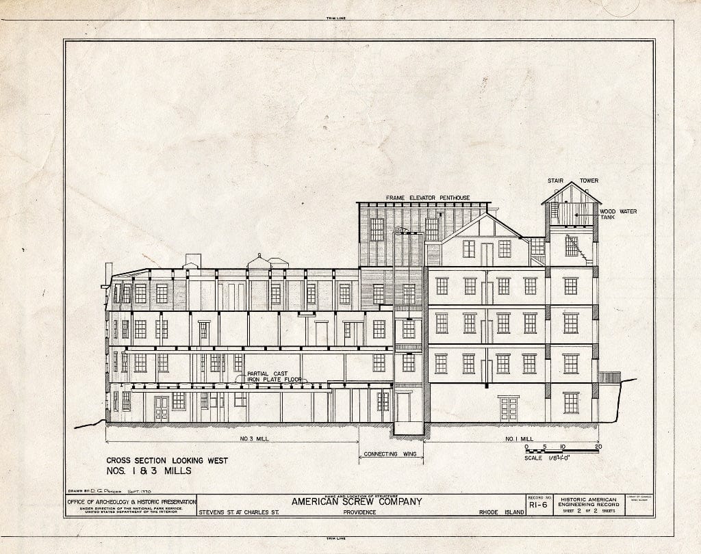 Blueprint HAER RI,4-PROV,172- (Sheet 2 of 2) - American Screw Company, Stevens Street, Providence, Providence County, RI