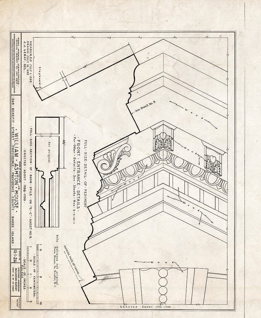 Blueprint HABS RI,4-PROV,30- (Sheet 12 of 27) - William Ashton, Jr. House, 368 Benefit Street, Providence, Providence County, RI