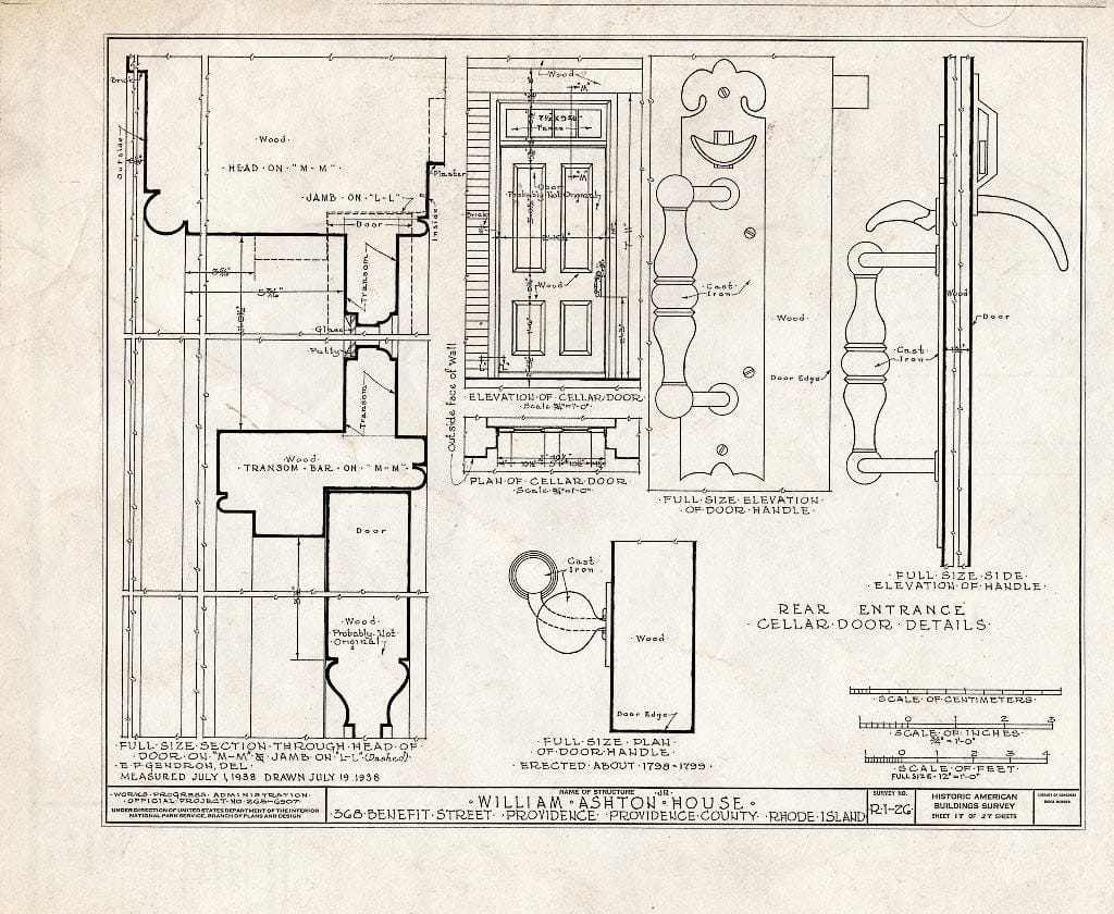 Blueprint HABS RI,4-PROV,30- (Sheet 17 of 27) - William Ashton, Jr. House, 368 Benefit Street, Providence, Providence County, RI