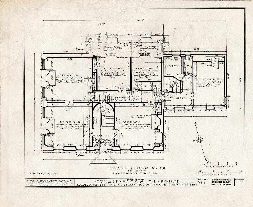 Blueprint HABS RI,4-PROV,26- (Sheet 4 of 56) - Truman Beckwith House, 42 College Street, Providence, Providence County, RI