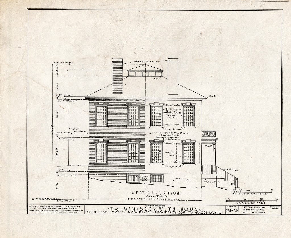 Blueprint HABS RI,4-PROV,26- (Sheet 7 of 56) - Truman Beckwith House, 42 College Street, Providence, Providence County, RI