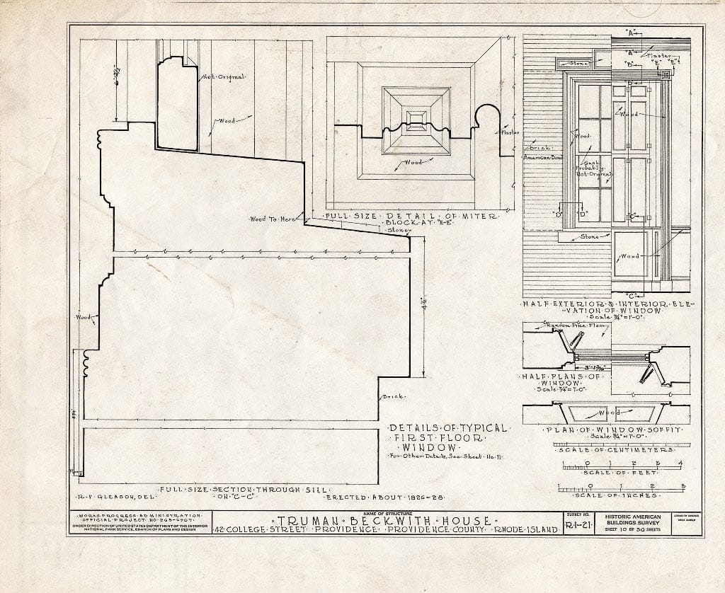 Blueprint HABS RI,4-PROV,26- (Sheet 10 of 56) - Truman Beckwith House, 42 College Street, Providence, Providence County, RI