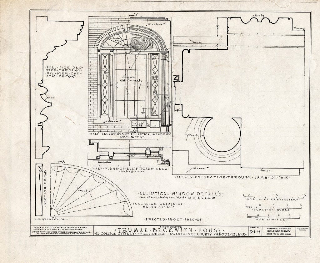 Blueprint HABS RI,4-PROV,26- (Sheet 13 of 56) - Truman Beckwith House, 42 College Street, Providence, Providence County, RI