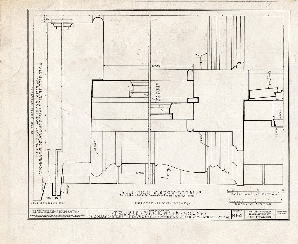 Blueprint HABS RI,4-PROV,26- (Sheet 14 of 56) - Truman Beckwith House, 42 College Street, Providence, Providence County, RI