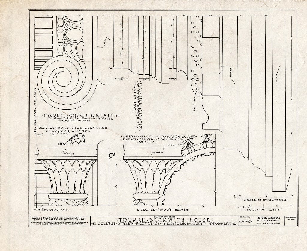 Blueprint HABS RI,4-PROV,26- (Sheet 26 of 56) - Truman Beckwith House, 42 College Street, Providence, Providence County, RI