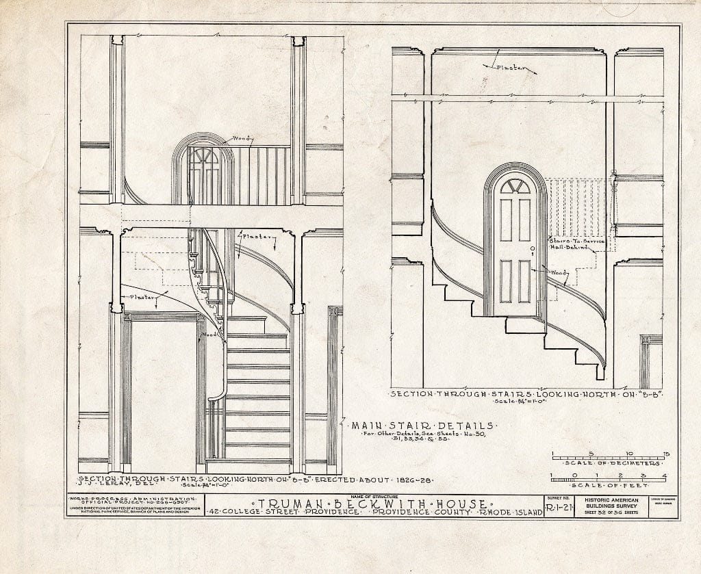 Blueprint HABS RI,4-PROV,26- (Sheet 32 of 56) - Truman Beckwith House, 42 College Street, Providence, Providence County, RI