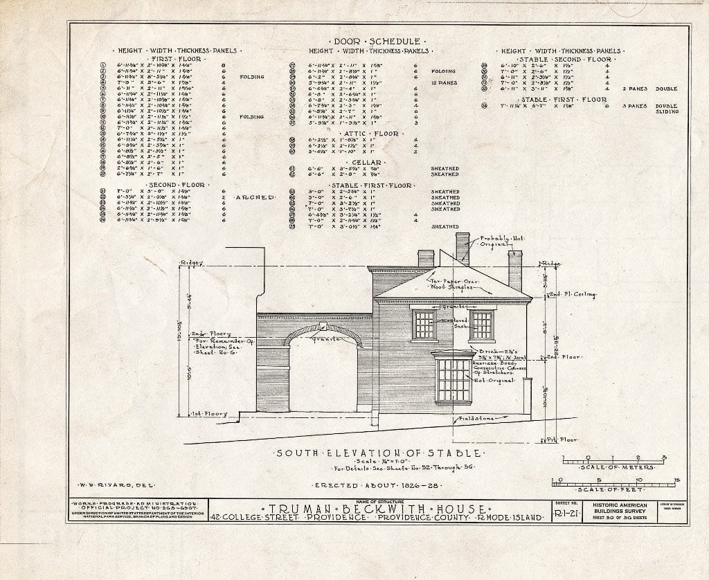 Blueprint HABS RI,4-PROV,26- (Sheet 50 of 56) - Truman Beckwith House, 42 College Street, Providence, Providence County, RI