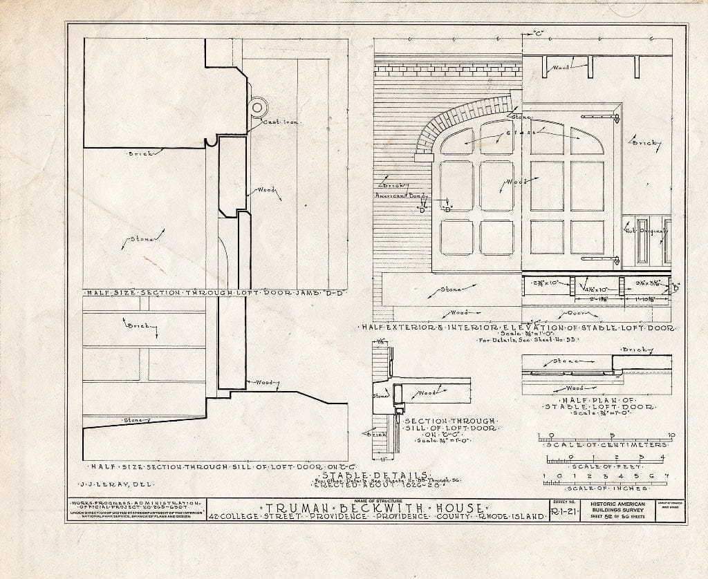 Blueprint HABS RI,4-PROV,26- (Sheet 52 of 56) - Truman Beckwith House, 42 College Street, Providence, Providence County, RI