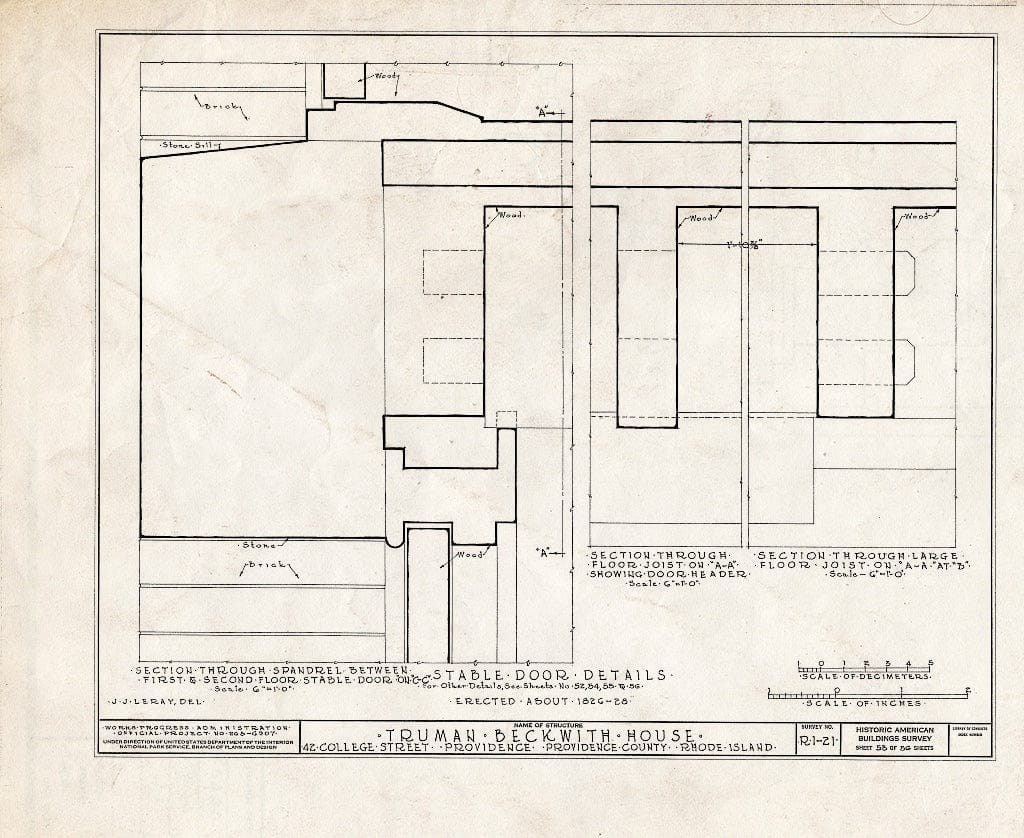 Blueprint HABS RI,4-PROV,26- (Sheet 53 of 56) - Truman Beckwith House, 42 College Street, Providence, Providence County, RI