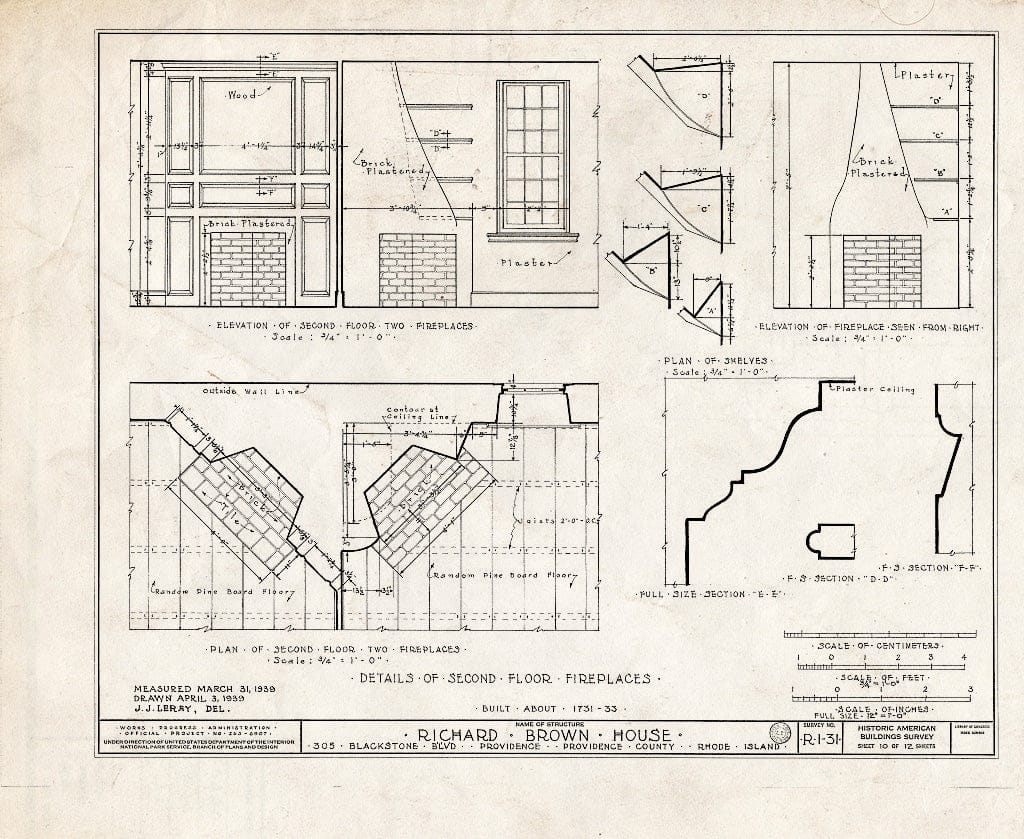 Blueprint HABS RI,4-PROV,34- (Sheet 10 of 12) - Richard Brown House, 587 Rochambeau Avenue, Providence, Providence County, RI