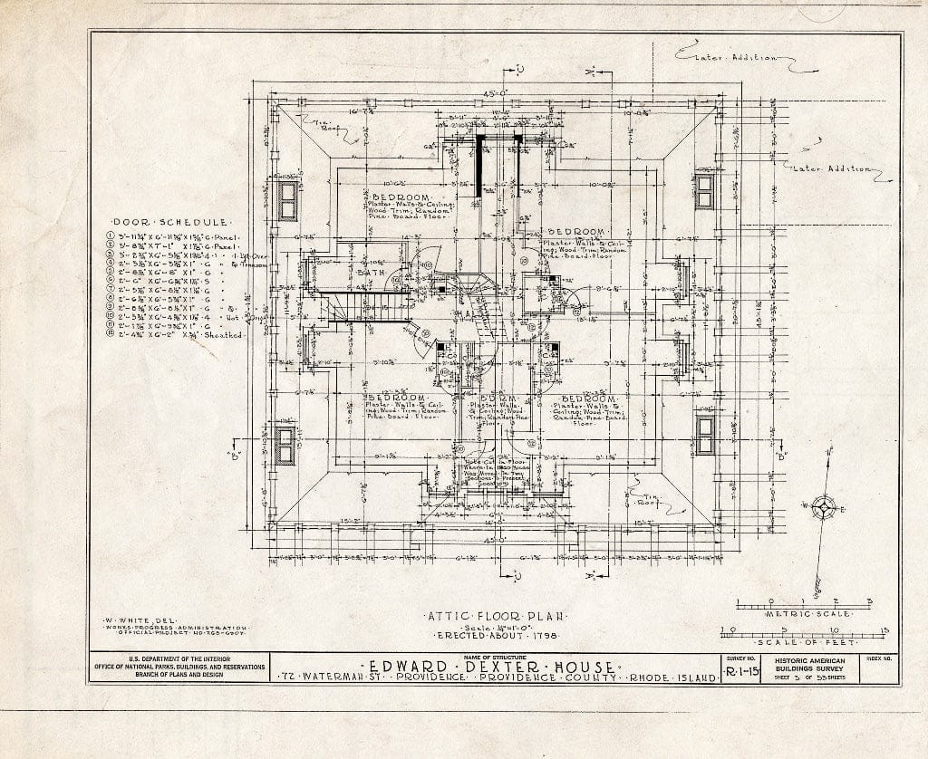 Blueprint HABS RI,4-PROV,23- (Sheet 3 of 53) - Edward Dexter House, 72 Waterman Street (Moved from George Street), Providence, Providence County, RI