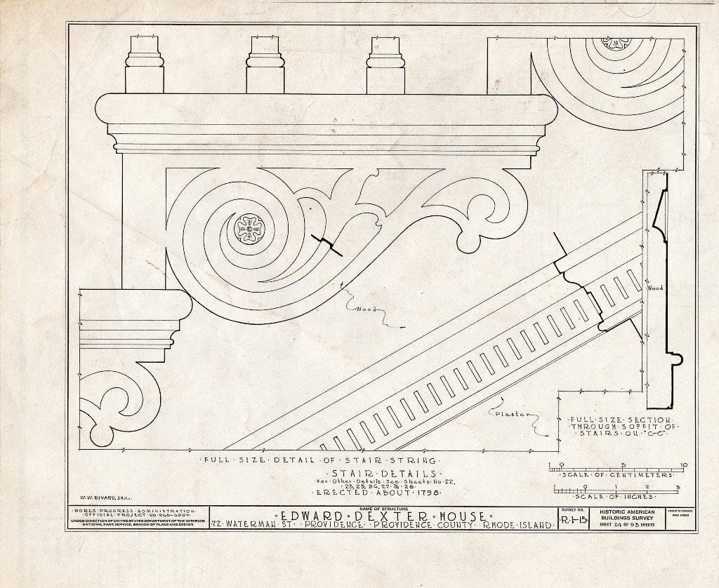 Blueprint HABS RI,4-PROV,23- (Sheet 24 of 53) - Edward Dexter House, 72 Waterman Street (Moved from George Street), Providence, Providence County, RI