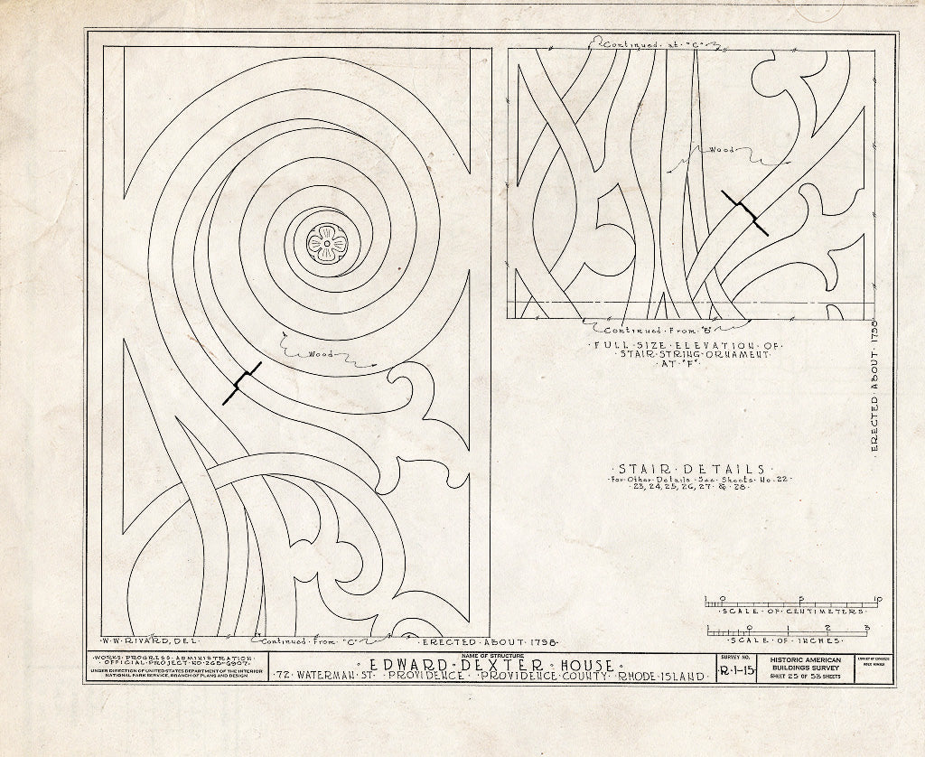Blueprint HABS RI,4-PROV,23- (Sheet 25 of 53) - Edward Dexter House, 72 Waterman Street (Moved from George Street), Providence, Providence County, RI