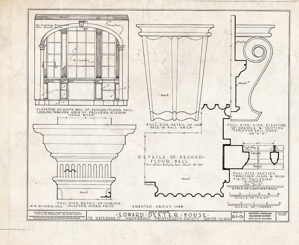 Blueprint HABS RI,4-PROV,23- (Sheet 29 of 53) - Edward Dexter House, 72 Waterman Street (Moved from George Street), Providence, Providence County, RI