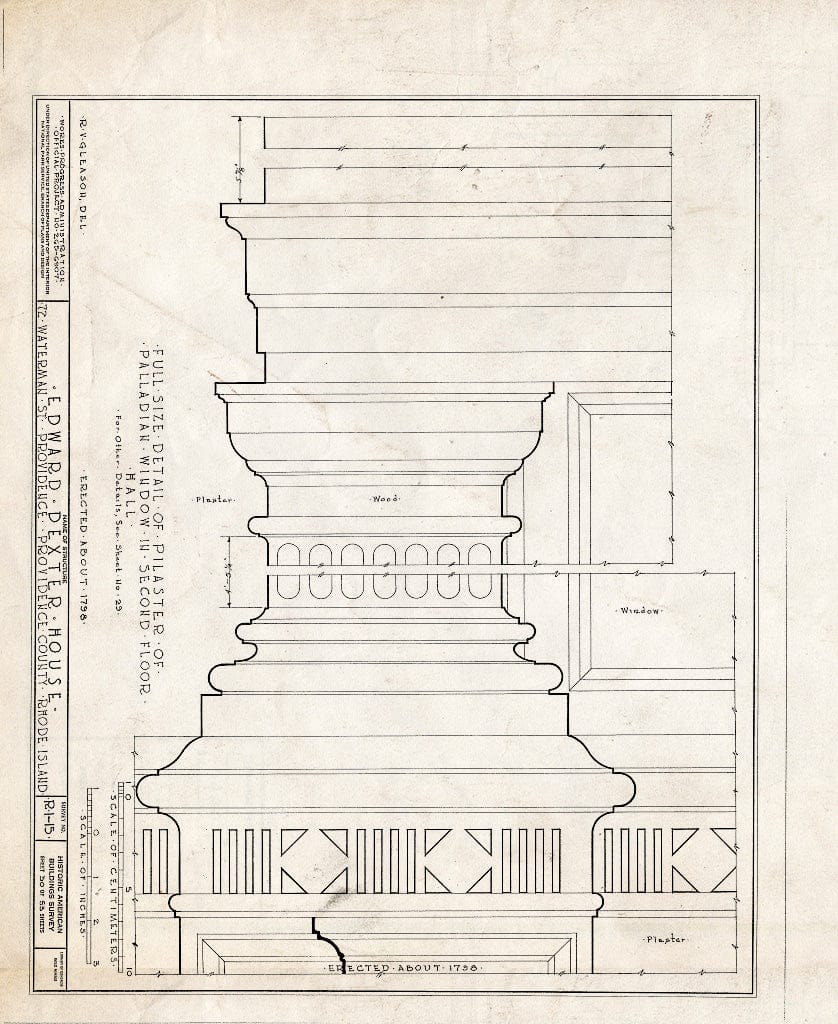 Blueprint HABS RI,4-PROV,23- (Sheet 30 of 53) - Edward Dexter House, 72 Waterman Street (Moved from George Street), Providence, Providence County, RI