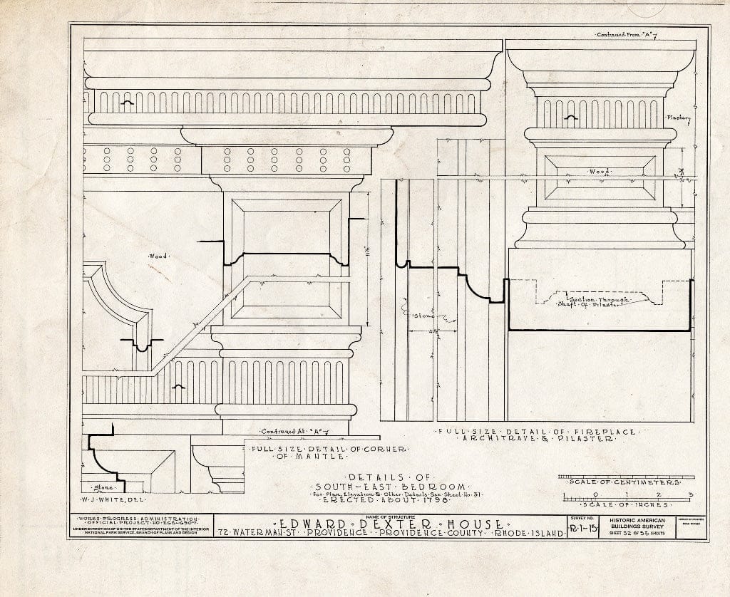 Blueprint HABS RI,4-PROV,23- (Sheet 32 of 53) - Edward Dexter House, 72 Waterman Street (Moved from George Street), Providence, Providence County, RI