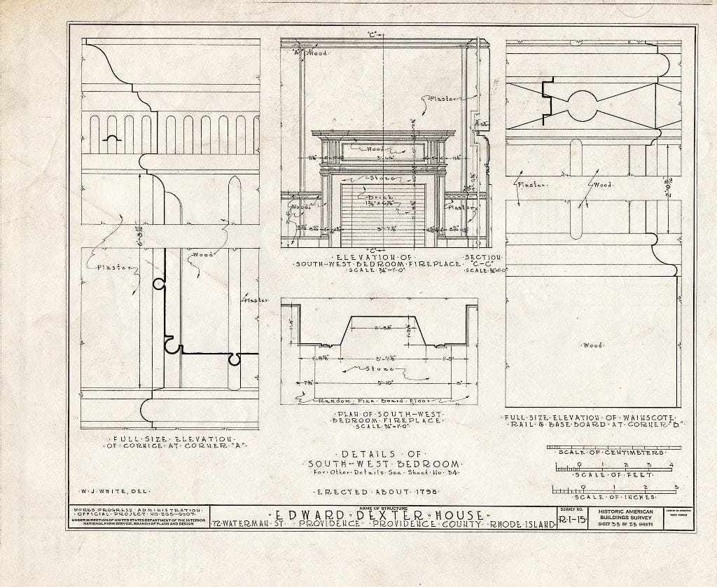 Blueprint HABS RI,4-PROV,23- (Sheet 33 of 53) - Edward Dexter House, 72 Waterman Street (Moved from George Street), Providence, Providence County, RI