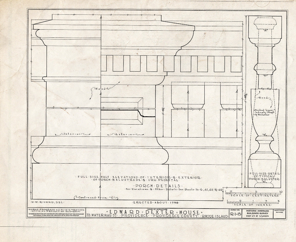 Blueprint HABS RI,4-PROV,23- (Sheet 43 of 53) - Edward Dexter House, 72 Waterman Street (Moved from George Street), Providence, Providence County, RI