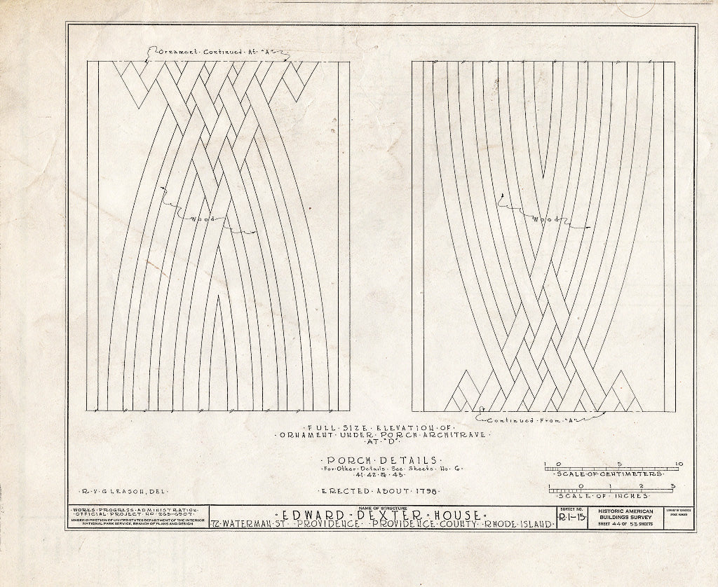 Blueprint HABS RI,4-PROV,23- (Sheet 44 of 53) - Edward Dexter House, 72 Waterman Street (Moved from George Street), Providence, Providence County, RI