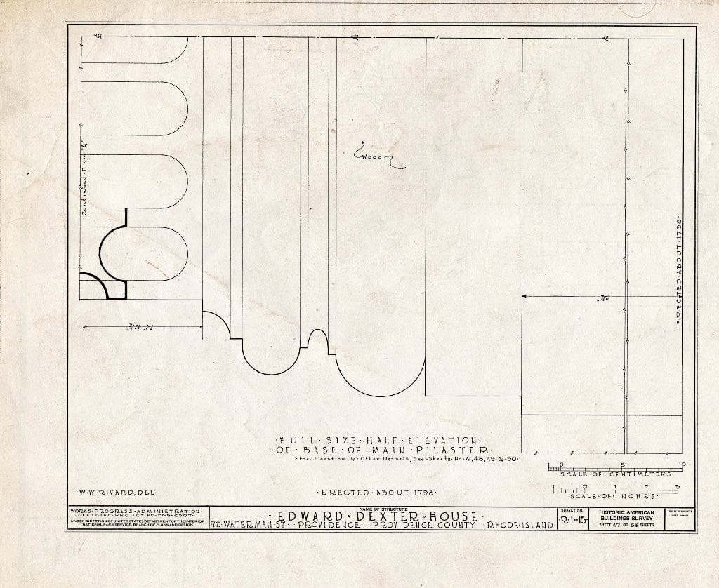 Blueprint HABS RI,4-PROV,23- (Sheet 47 of 53) - Edward Dexter House, 72 Waterman Street (Moved from George Street), Providence, Providence County, RI
