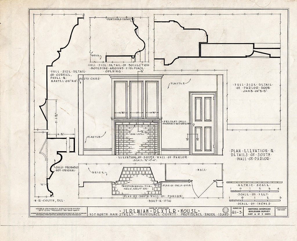 Blueprint HABS RI,4-PROV,19- (Sheet 6 of 9) - Jeremiah Dexter House, 957 North Main Street, Providence, Providence County, RI
