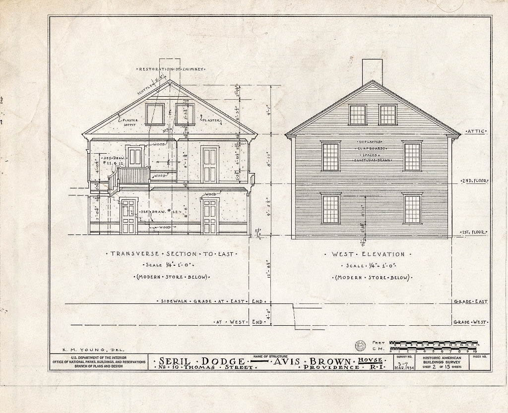 Blueprint HABS RI,4-PROV,13- (Sheet 2 of 15) - Seril Dodge House, 10 Thomas Street, Providence, Providence County, RI