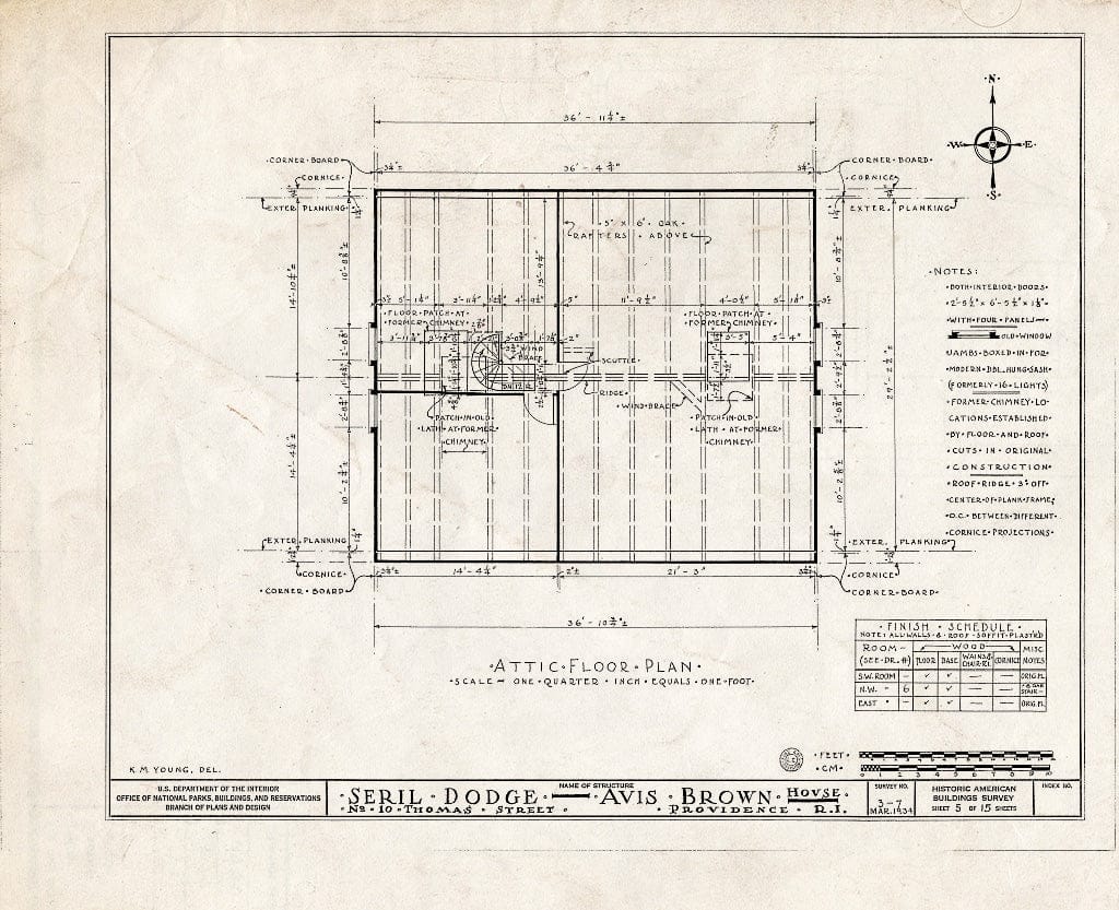 Blueprint HABS RI,4-PROV,13- (Sheet 5 of 15) - Seril Dodge House, 10 Thomas Street, Providence, Providence County, RI
