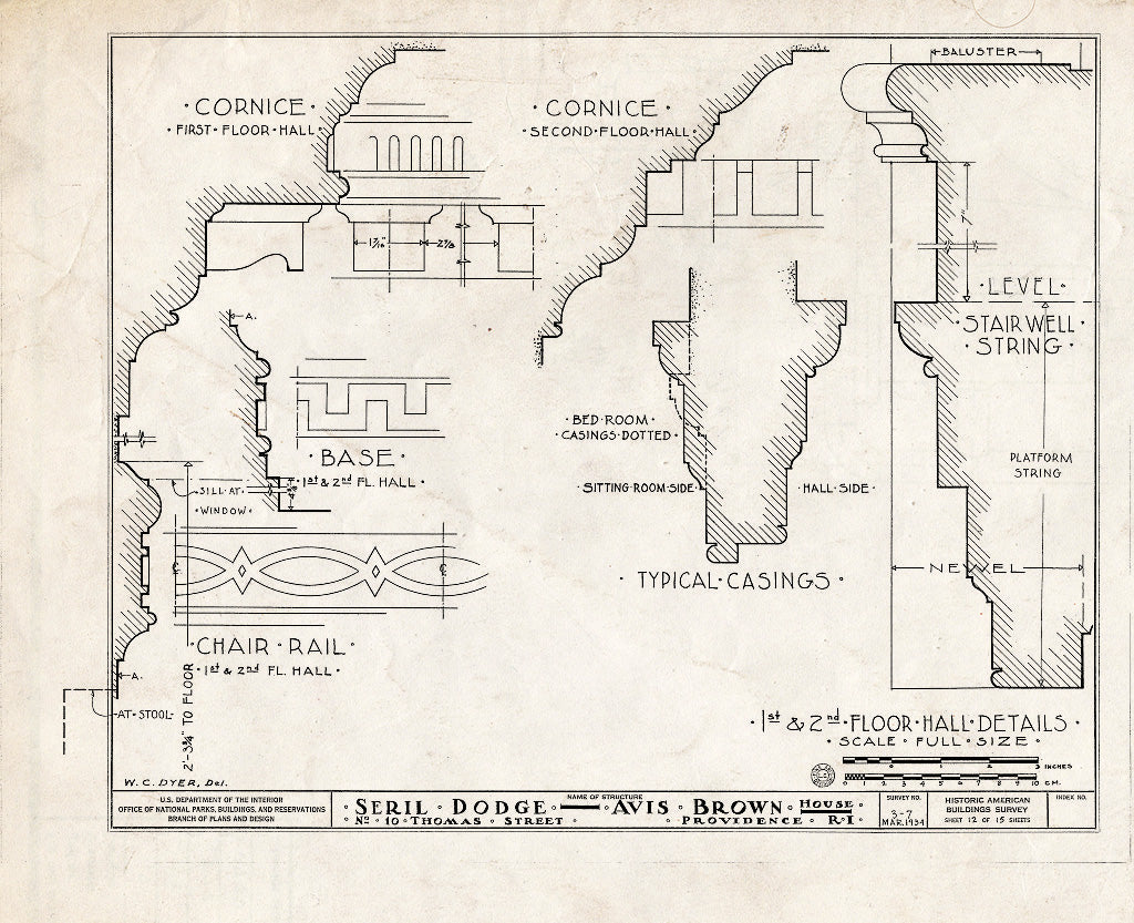 Blueprint HABS RI,4-PROV,13- (Sheet 12 of 15) - Seril Dodge House, 10 Thomas Street, Providence, Providence County, RI