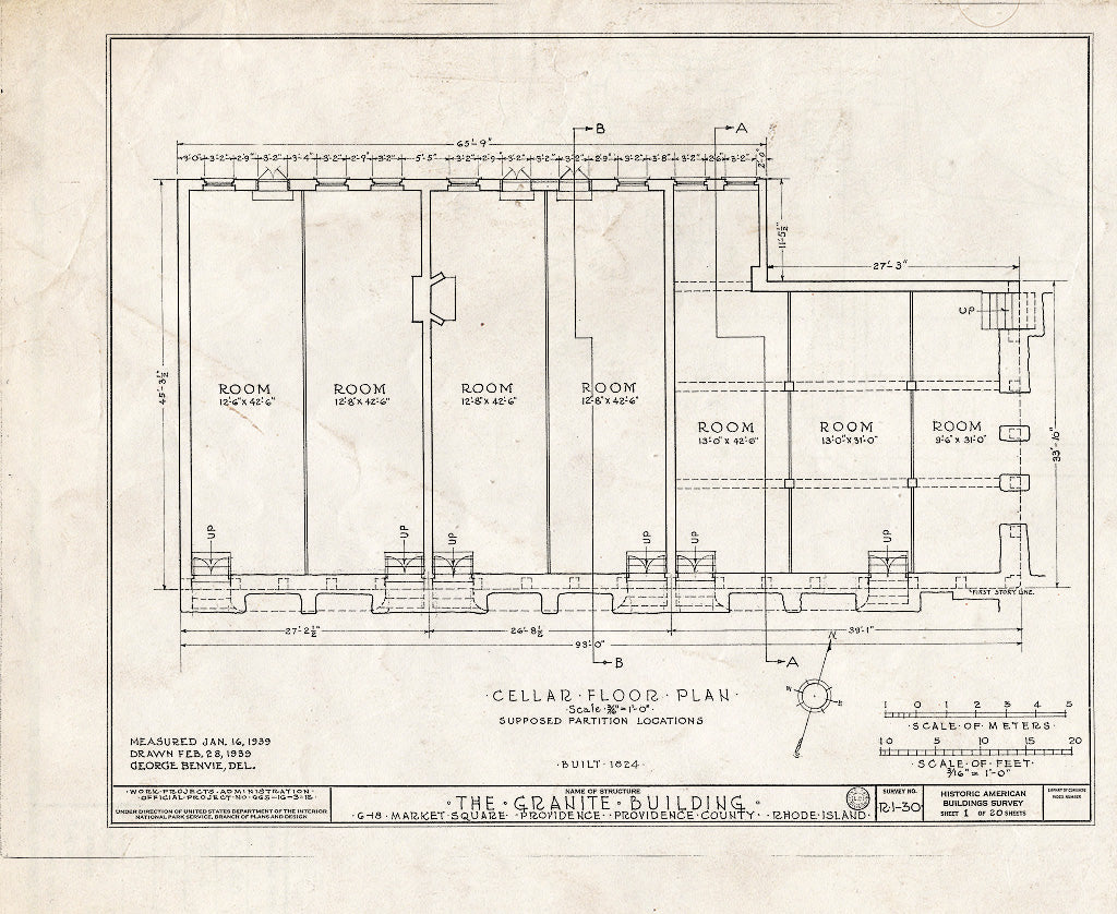 Blueprint HABS RI,4-PROV,33- (Sheet 1 of 20) - Granite Block, 6-18 Market Square, Providence, Providence County, RI