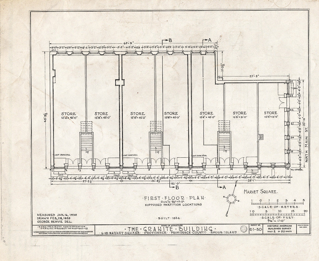 Blueprint HABS RI,4-PROV,33- (Sheet 2 of 20) - Granite Block, 6-18 Market Square, Providence, Providence County, RI