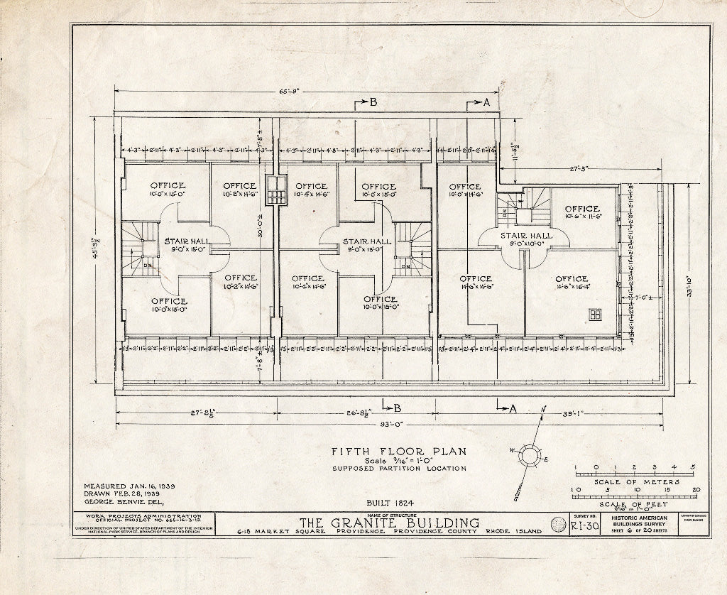 Blueprint HABS RI,4-PROV,33- (Sheet 6 of 20) - Granite Block, 6-18 Market Square, Providence, Providence County, RI