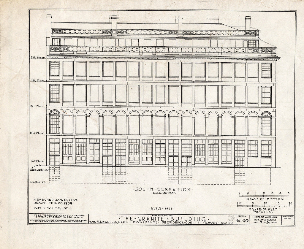 Blueprint HABS RI,4-PROV,33- (Sheet 7 of 20) - Granite Block, 6-18 Market Square, Providence, Providence County, RI