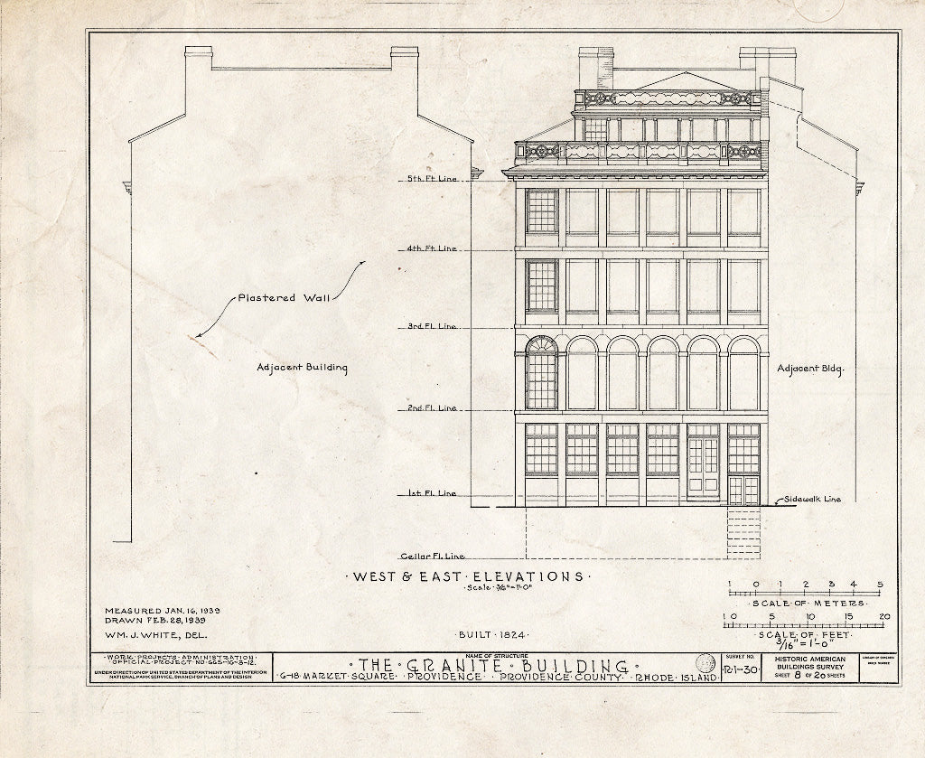 Blueprint HABS RI,4-PROV,33- (Sheet 8 of 20) - Granite Block, 6-18 Market Square, Providence, Providence County, RI