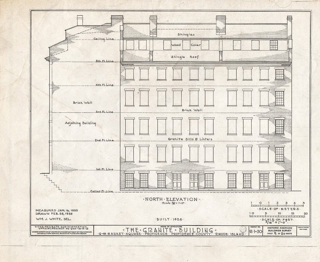 Blueprint HABS RI,4-PROV,33- (Sheet 9 of 20) - Granite Block, 6-18 Market Square, Providence, Providence County, RI