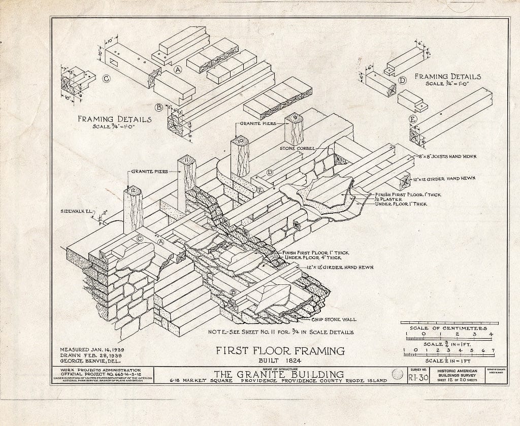 Blueprint HABS RI,4-PROV,33- (Sheet 12 of 20) - Granite Block, 6-18 Market Square, Providence, Providence County, RI