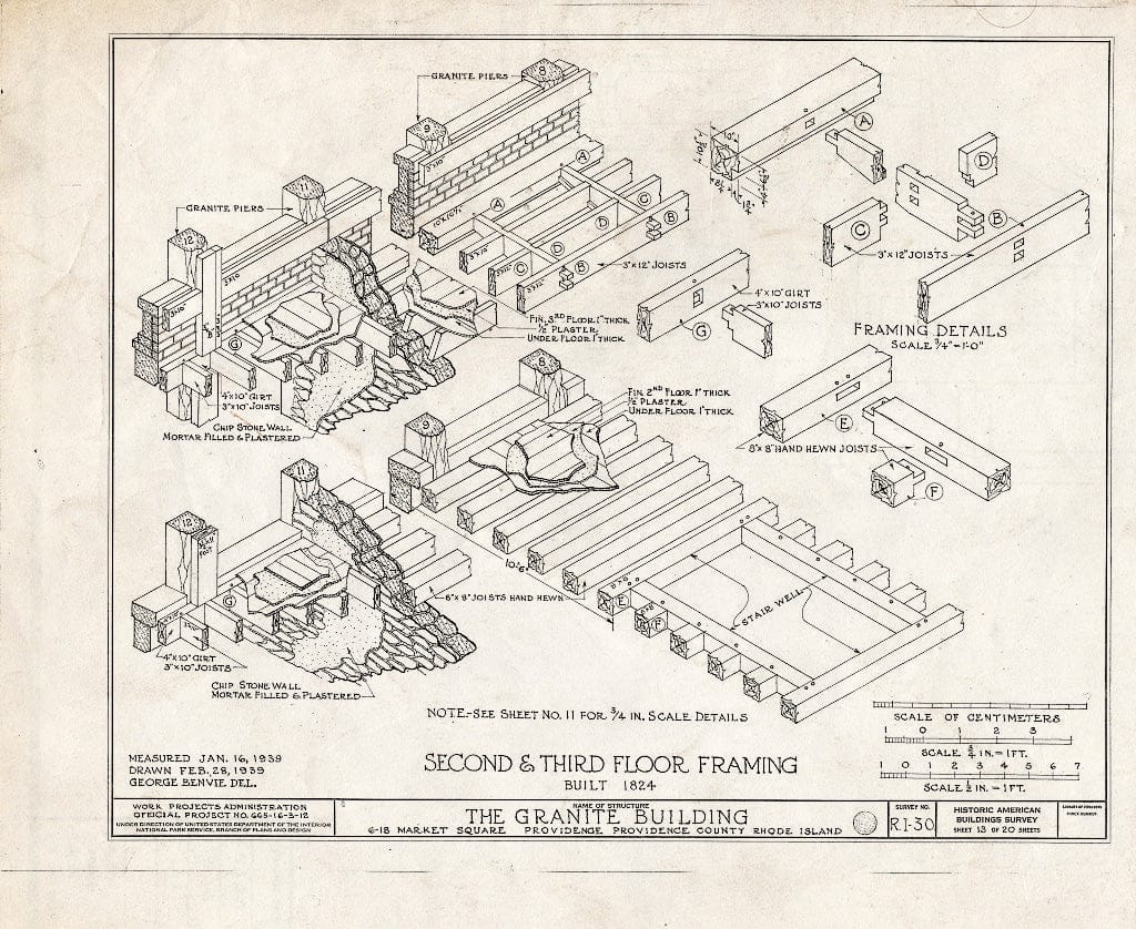 Blueprint HABS RI,4-PROV,33- (Sheet 13 of 20) - Granite Block, 6-18 Market Square, Providence, Providence County, RI