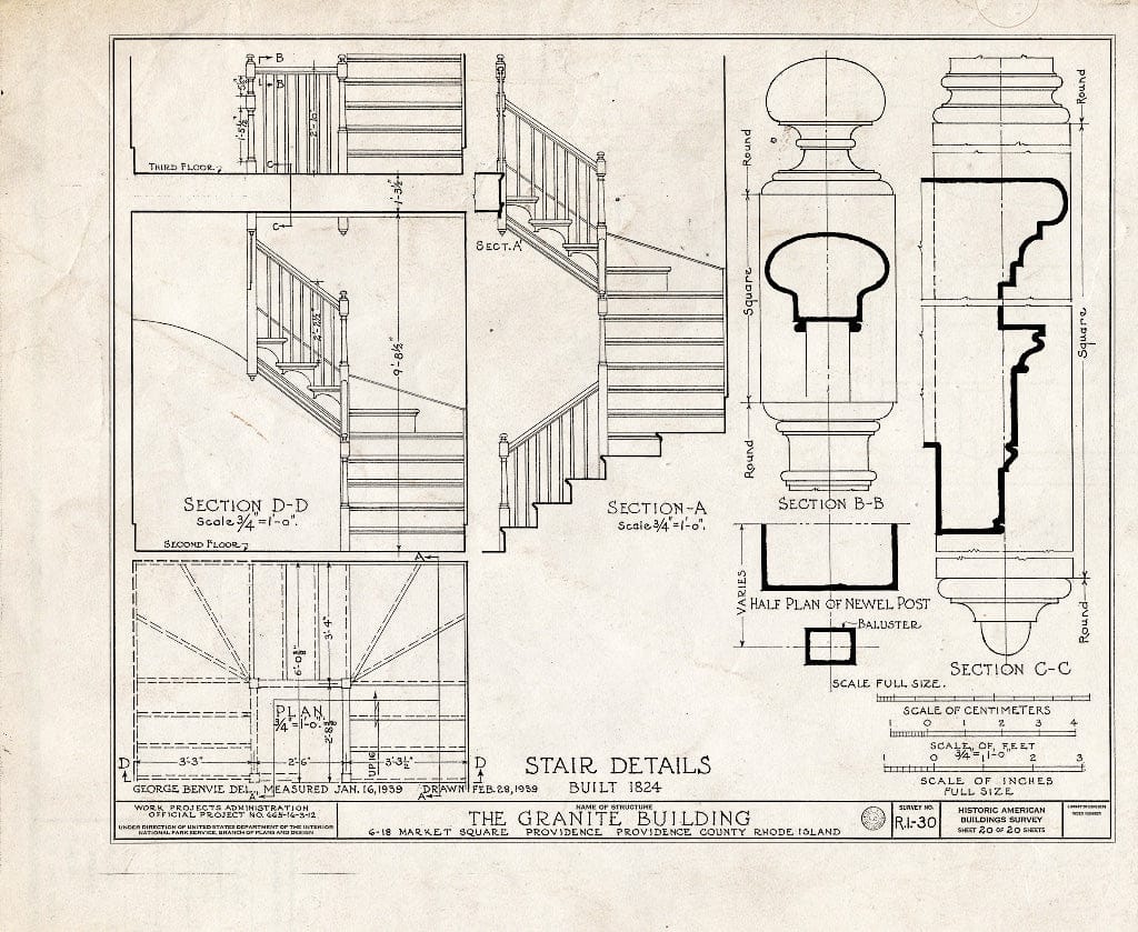 Blueprint HABS RI,4-PROV,33- (Sheet 20 of 20) - Granite Block, 6-18 Market Square, Providence, Providence County, RI