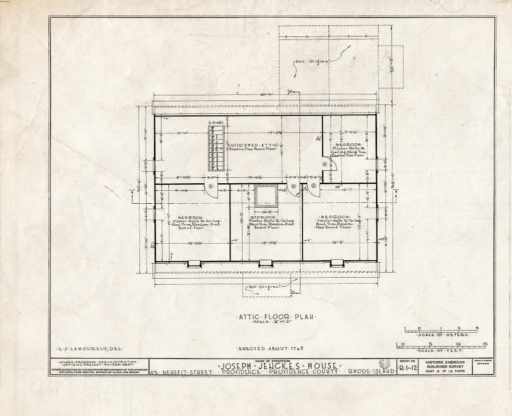 Blueprint HABS RI,4-PROV,22- (Sheet 4 of 16) - John Jenckes House, 43 Benefit Street, Providence, Providence County, RI