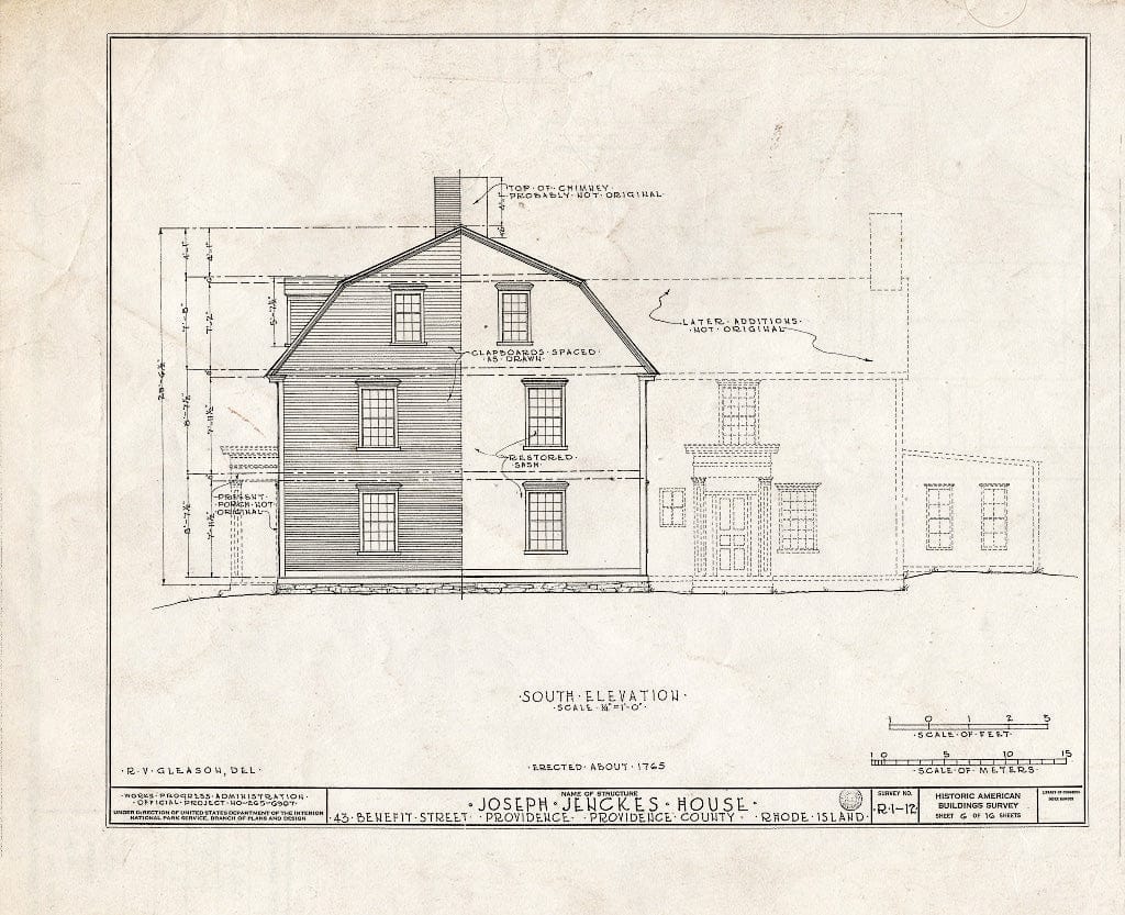 Blueprint HABS RI,4-PROV,22- (Sheet 6 of 16) - John Jenckes House, 43 Benefit Street, Providence, Providence County, RI