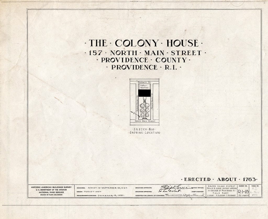 Blueprint HABS RI,4-PROV,24- (Sheet 0 of 20) - Old State House, 155 North Main Street, Providence, Providence County, RI
