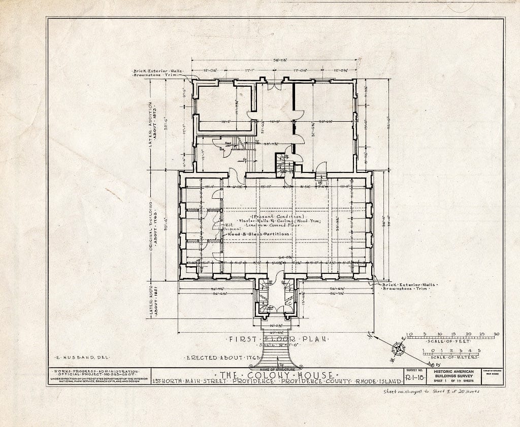 Blueprint HABS RI,4-PROV,24- (Sheet 1 of 20) - Old State House, 155 North Main Street, Providence, Providence County, RI