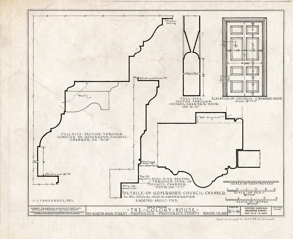 Blueprint HABS RI,4-PROV,24- (Sheet 14 of 20) - Old State House, 155 North Main Street, Providence, Providence County, RI