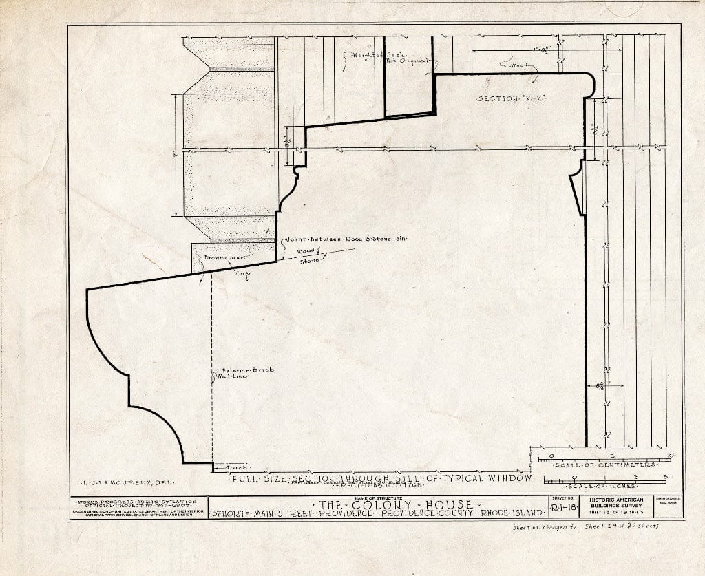 Blueprint HABS RI,4-PROV,24- (Sheet 19 of 20) - Old State House, 155 North Main Street, Providence, Providence County, RI