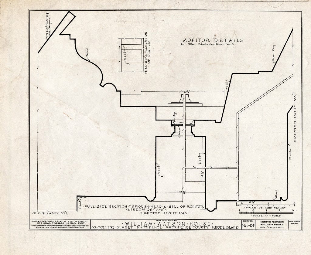 Blueprint HABS RI,4-PROV,28- (Sheet 8 of 38) - William Wilkinson House, 69 College Street, Providence, Providence County, RI