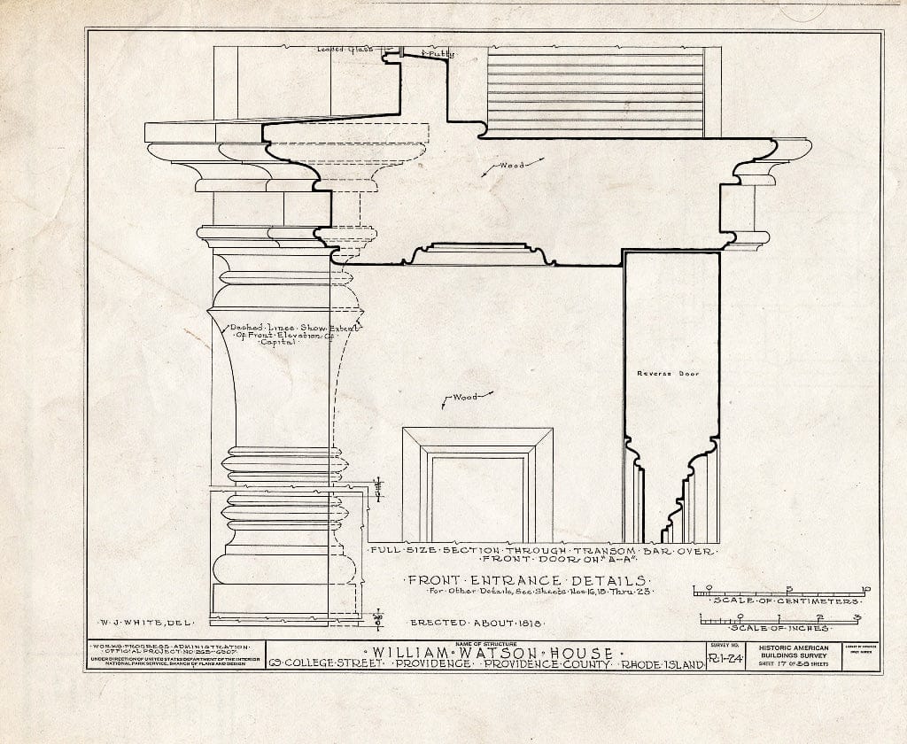 Blueprint HABS RI,4-PROV,28- (Sheet 17 of 38) - William Wilkinson House, 69 College Street, Providence, Providence County, RI