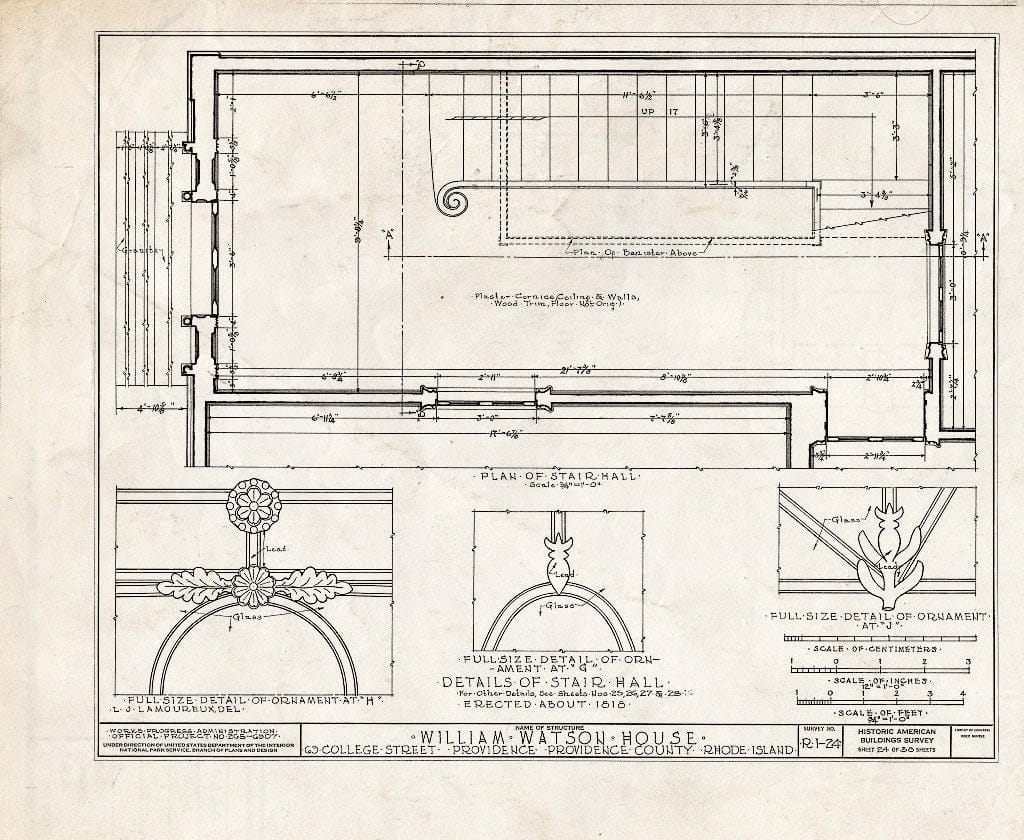 Blueprint HABS RI,4-PROV,28- (Sheet 24 of 38) - William Wilkinson House, 69 College Street, Providence, Providence County, RI
