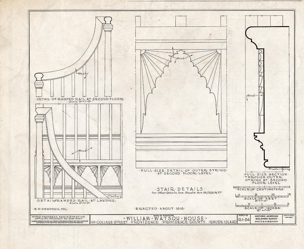 Blueprint HABS RI,4-PROV,28- (Sheet 28 of 38) - William Wilkinson House, 69 College Street, Providence, Providence County, RI