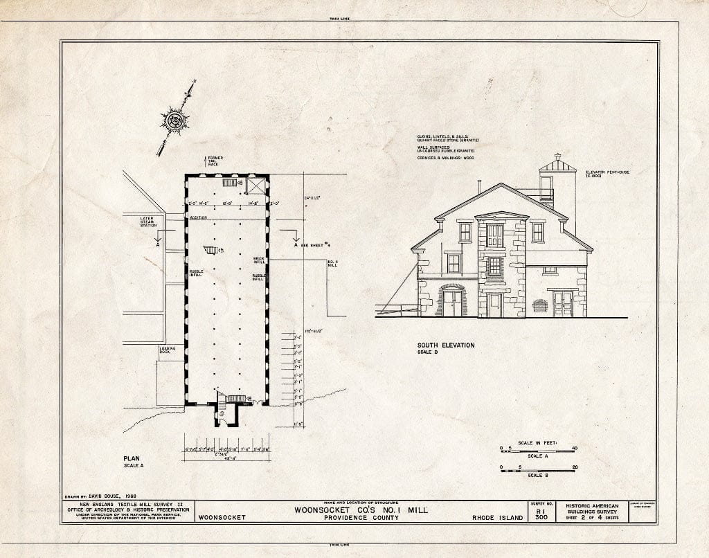 Blueprint HABS RI,4-Woon,2- (Sheet 2 of 4) - Woonsocket Company, Number 1 Mill, 100 Front Street, Woonsocket, Providence County, RI